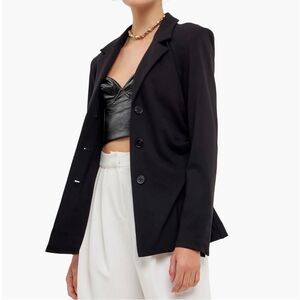 Grey Lab Los Angeles Women's Black Ruched Blazer Jacket Size XS NWT